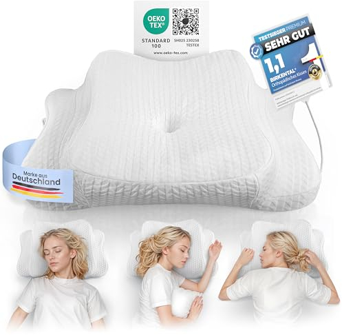 Birkental Orthopädisches Kissen Set - [TESTSIEGER] höhenverstellbares Kopfkissen als Nackenstützkissen - Memory Foam - ergonomisches Schlafkissen - als Seiten Rücken und Bauchschläferkissen