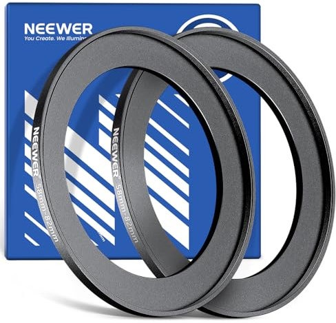 NEEWER 58-82mm Anello Adattatore Step Up (2pz) + Panno da Pulizia, Adattatore ad Anello per Filtro Obiettivo Ultra Sottile in Lega di Alluminio per Lente Fotocamera da 58mm per Usare il Filtro da 82mm