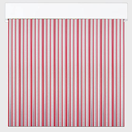 Tenda a strisce in PVC per esterni | Taglio su misura | Anti insetti | Pertoni TENDE (rosso e trasparente, altezza 230 cm x 120 cm (larghezza)