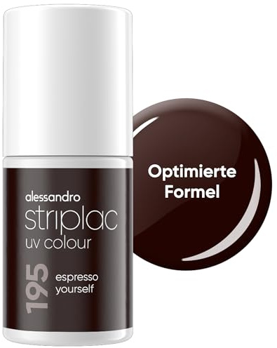 alessandro Striplac UV-Nagellack Espresso Yourself - Deckend & Kratzfest bis zu 15 Tage - Leichtes Auftragen - Schonende Abziehtechnologie - Vegan - Braun, 6,5ml