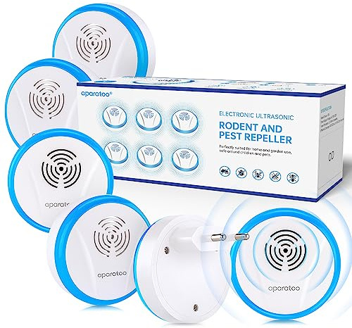 Repellente ad Ultrasuoni per Topi, Repellente Ultrasuoni Anti Topi Antizanzare Ultrasuoni Elettrico Anti Insetti Ratti, Zanzare, Ragni, Parassiti, Formiche, Scarafaggi, Sicuro verde e innocuo,6 Pack