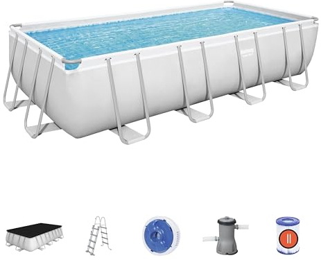 Bestway 56670-3 Set Piscina Fuori Terra Power Steel Rettangolare da 488x244x122 cm
