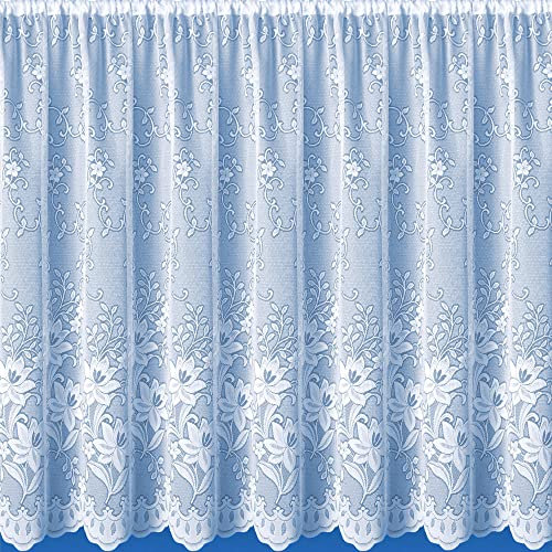 kellyuk 45inch (114cm) Drop Floral Bright White Modern Net Curtain. Sold By The Metre Soft Furnshings