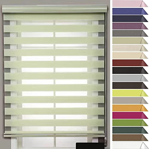 RYNS Verdunkelungsrollo Seitenzugrollo 55x150cm Lichtreflektion Lichtundurchlässig Verdunkelungsvorhang Dachfenster Doppelrollo Klemmrollo für Fenster/Türen Zebrarollo, Grün