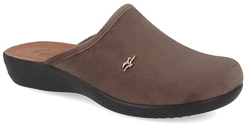 Fly Flot | Classic Woman, Pantofole Donna con Logo, Ciabatta con Tomaia in Velluto, Sottopiede imbottito in Pelle Antishock, Rovere, 39