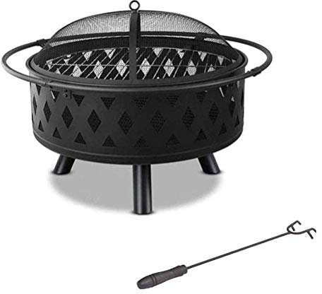 Braciere da esterno Braciere con maniglie, Cesto per fuoco in metallo rimovibile con forchetta per fuoco, Braciere multifunzionale da giardino con patio