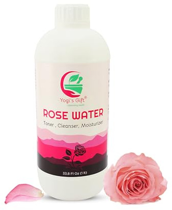 100% Pure Rose Water 1 Liter | for Face & Hair | Alcohol Free & Artificial Coloring Free | by Yogi's Gift®