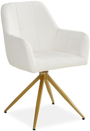 Homestyle4u Polsterstuhl Bouclé Beige | Drehbar 360° | Esszimmerstuhl mit Armlehnen | Gepolsterter Dining Chair | Modern & Komfortabel | Skandinavisches Design Küchenstuhl Cord Esszimmer, Artikel 2629