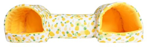LOVIVER Tunnel et lit pour cochons d'Inde, pour Hamster, Maison pour Petits Animaux, lit pour Petits Animaux, Chinchilla, Ananas Jaune