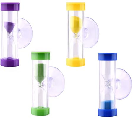 Sanduhr Zähneputzen Kinder 4 Stück Zahnputzuhr Sanduhr Zähneputzen mit Saugnapf 2 Minuten 3 Minuten Zahnputzuhr Kinder Geeignet für Kinder Beim Zähneputzen Lernen Spiel-Timing Schule