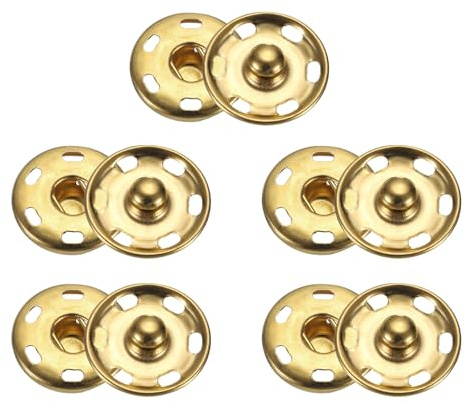 QUARKZMAN 5 set 19 mm tryckknappar set, metallknappar ersättningsknapp sytillbehör för män kvinnor hantverk jacka kläder jeans väskor plånbok handväska skor (guld)