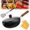 Desouwell Eisenpfanne, Japanische Eisenpfanne Mit Holzdeckel, 24cm/28cm Unbeschichtete Eisenpfanne, Behälter Aus Hochreinem Eisen, Handgeschmiedete Antihaftbeschichtete Wok (28cm-Glasabdeckung)