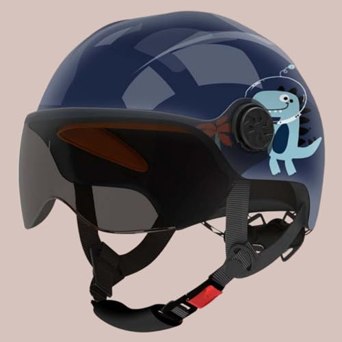 Casco De Ciclomotor para Niños, Casco Motocicleta Abierto con Visera para Niños Y Niñas De 3 A 12 Años, Casco Jet para Motocicleta Infantil Homologado Según La Norma ECE 22.06 H,48-58cm