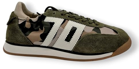 BACK70 - Sneakers Donna Casual Basse Stile Retro, Comfort Quotidiano, Ideali per Tempo Libero e Outfit Urbani, Verde Militare, 37