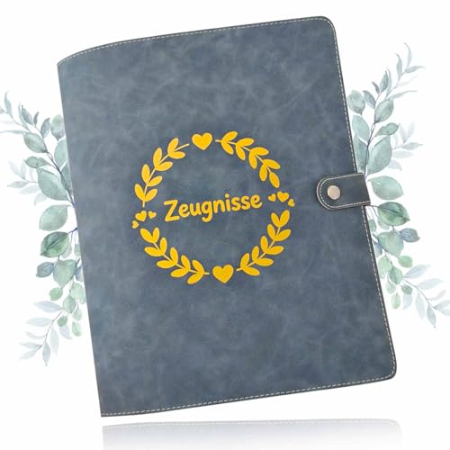 Carpeta de certificados para niñas, con estampado de flores de colores, A4, carpeta para documentos, accesorios escolares, carpeta de piel sintética, carpeta de solicitudes (azul)