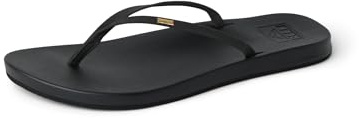 Reef Cushion Slim Womens Flip Flop, Super Lightweight, Ultra Soft Cushion Footbed, Black, 9
