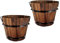 Cabilock Bauernblumenkübel Blumenkasten 2Pcs Blumen Pflanzen Garten Blumeneimer Holzfass Landstil Pflanzkübel Pflanzgef??e für Balkon Garten Dekoration Pflanzkasten