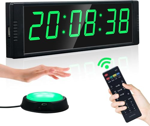 YZ Orologio da palestra per casa e palestra, timer fitness con pulsante Start/Stop, timer a intervalli per allenamento, cronometro/conto alla rovescia con telecomando, orologio da parete digitale