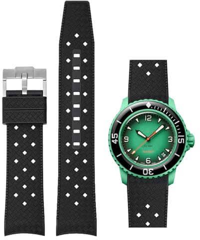Niziruoup Bracelets pour Montre Blancpain Swatch, Tropical Courbe Sans Soudure,Bracelet de Rechange Silicone Caoutchouc 22mm Bracelets de Remplacement pour Blancpain Swatch Fifty Fathoms