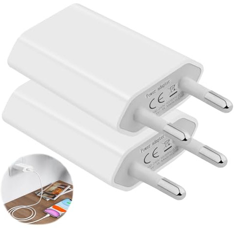 2 Pièces Chargeur USB Adaptateur de Prise Universel (5W 5V 1A) Embout Chargeur Adaptateur Universel, USB Chargeur, pour Phone, Pad, Samsung, smartwatch, Écouteurs,Tablette