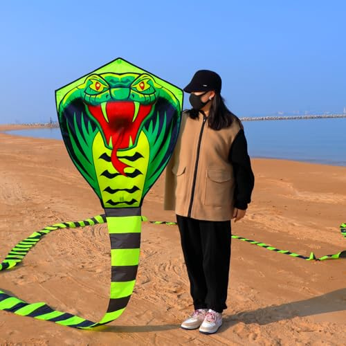 Yiranzide Giant Snake Kite - 50ft Single String Beach Kite for Beginners & Kids, Easy to Fly, 330ft String Handles