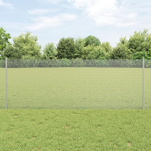 Snsowed Recinzione in Filo Saldato con 11 Post in Acciaio Argento 0.8x25 m,Reti di Acciaio zincato,Recinzione in Filo-3336356