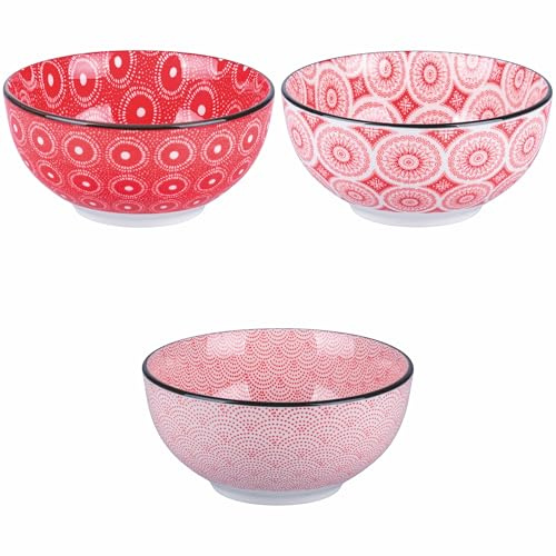 Villa d'Este Home Tivoli 1996 Set 6 Ciotola 680 ml in porcellana, decoro geometrico, Confusion Red