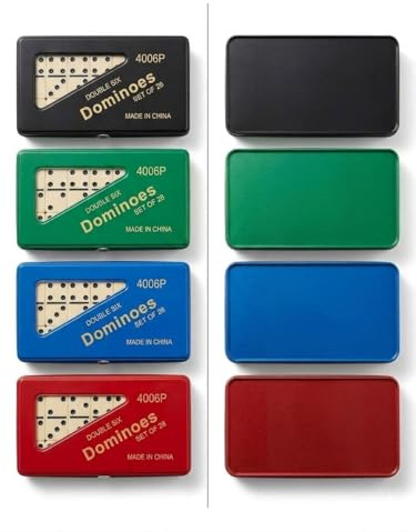 ORCHIDS Double Six Dominoes Set of 28 Classic Domino Tiles with Random Color PVC Carry Case, Durable and Portable Travel Game for Adults
