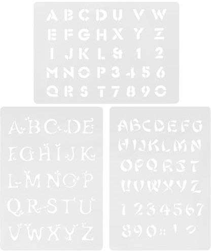 DEEPCRAFF 3 Pièces Pochoirs de Peinture Lettres et Chiffres, Gabarits de Dessin en Pet Blanc, pour Surfaces Planes et Enseignes en Bois, Pochoir DIY