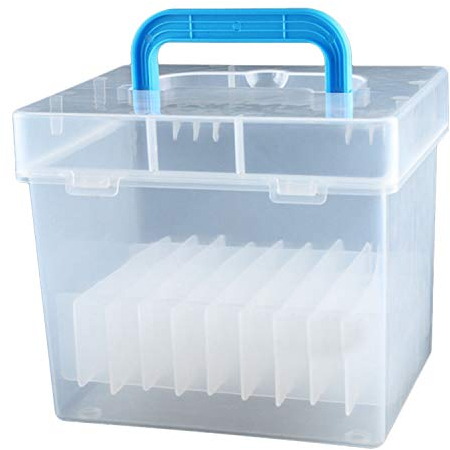 Globalflashdeal Transparent Desk Box, 80-Slots Clear Portable Waterproof Markers Pens Storage Case Organizer for Office Desk