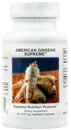 Supreme Nutrition American Ginseng Supreme, 60 Pure American Ginseng Root Vegetarian Capsules