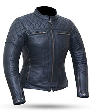 DEGEND CLASSIC LADY | Chaqueta Moto Mujer de Piel con Chaleco Polar Desmontable + Protectores Removibles| Homologada (EN 17092), XXL