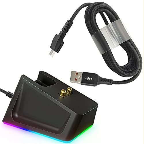 REEYEAR Ladestation mit 1,5 m USB-Ladekabel, passend für Razer Naga Pro/DeathAdder/Basilisk/Viper Ultimate Gaming-Maus, magnetisches Dock mit Ladezustandsanzeige und rutschfestem Aufkleber