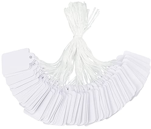 G2PLUS 500 Stk Kleinen Preisetiketten Hängeetiketten, Weiß Markierungsetiketten, 22mm*35mm Preisschilder Geschenk Anhänger mit Schnur