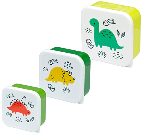 Puckator Dinosauria Jr Set of 3 Lunch Box Snack Storage S/M/L