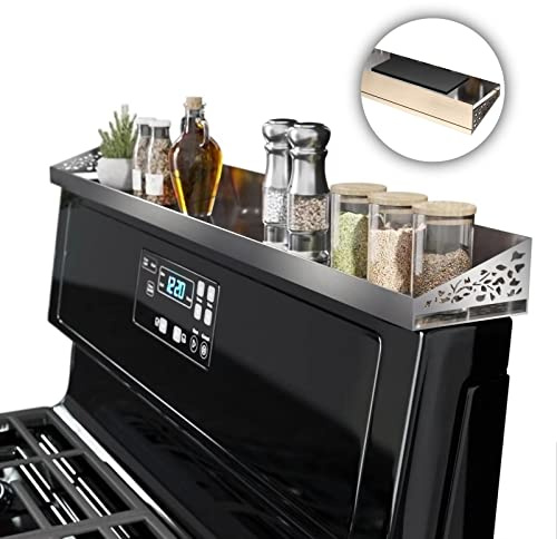 STUTOV 30 Magnetic Stove Top Shelf – Stainless Steel Spice Rack and Seasoning Organizer – Kitchen Shelf for Back of Stove – Over Stove Rack and Storage Organizer