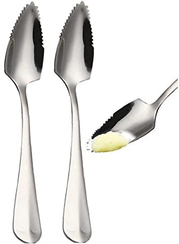 Fopytu 2 Pcs en Acier Inoxydable À Cuillère De Pamplemousse Stracage des Cuillères À Dessert pour Pomme, Le Kiwi, Papaye, L'orange