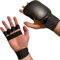 TEKKA BUDO Karate Faustschützer flach - Hand Mitt Echtleder - Schwarz Gr. M - Fingerschlaufen mit Elastikband - Jujutsu, WingTsun Handschutz