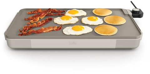 bella 12 x 22 Electric Griddle with EverGood™ Ceramic Nonstick Coating, Removable Temperature Probe, Dishwasher-Safe Drip Tray & Cool Touch Handles, Cook up to 15 Eggs, 1500 Watt, Oatmilk