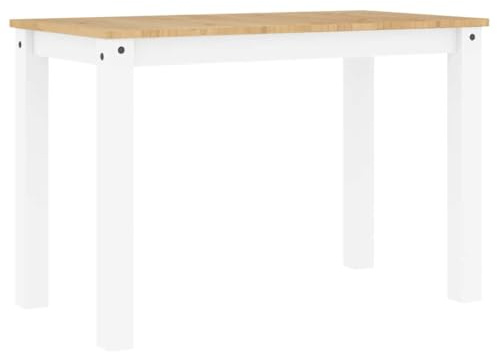 vidaXL Table à Manger Panama Blanc 117x60x75 cm Bois Massif de pin, Table de Salle à Manger, Table à dîner, Meuble à Manger, Table de Cuisine