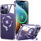 HaloArt 360° Drehbarer Ständer Magnetische Hülle für iPhone 14 Pro [Stabilster Unsichtbarer CD-Ring Ständer für Mag-Safe] [ Nr.1 Magnetkraft & Militärschutz] Stoßfest Schutzhülle Dünn, Violett