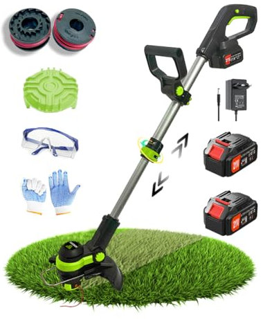 Wrneaoch Desbrozadora Bateria 21V Desbrozadora Electrica Retráctil Cortacésped con 11 000 RPM y Motor de 750 W, con 2 Baterías de 4,0 Ah (Sección A desbrozadora bateria)