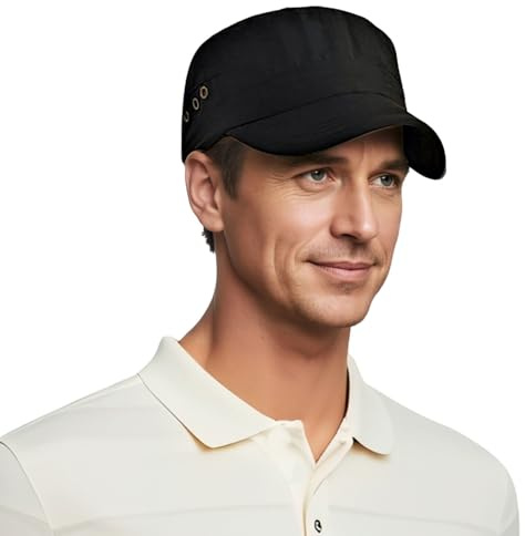 HIQIU Military Cap Herren Sommer Dünn Army Cap Flat Militär Cadet Hut