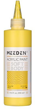 MEEDEN Mjuk Akrylfärg: Blekgul 250ml Akrylfärg i Ergonomisk Flaska - Flytande Konstfärger för Konstnärer och Dukmålning