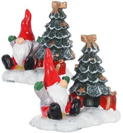DIKACA 2 Pièces Figurines Résine Père Noël et Sapin Miniature Décorations Festives pour Vitrines Centres de Table et Ambiances de Fête