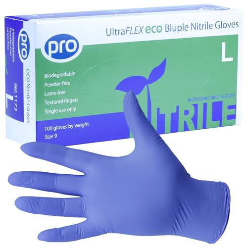 PRO UltraFLEX Bluple Biodegradable Disposable Gloves - Purple/Blue Nitrile Gloves Disposable Large - 100x Pack - Powder-Free - Latex Free - Food Safe