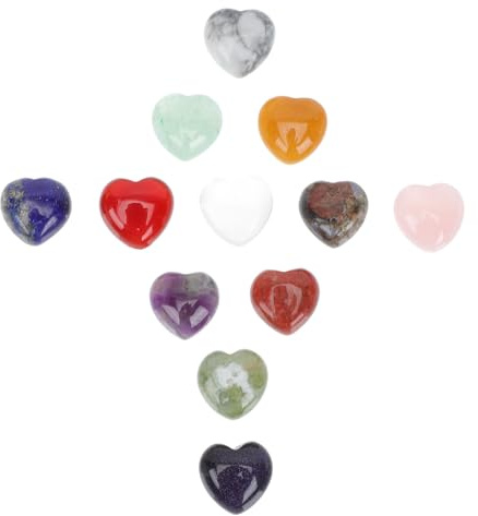MUCKLILY Piedras Decorativas en Forma de Corazón Pequeñas 12 Piezas de Piedra Mineral para Decoración de Escritorio Adornos de Cristal Natural Ideales para San Valentín y Colección