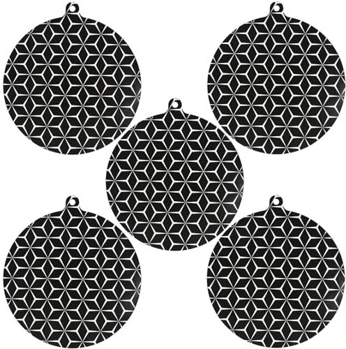 5Pcs Induction Hob Protector Mat Silicone Induction Cooktop Mat Anti-Slip Hob Covers Reusable Heat Insulated Pad Round Scratch Protective Cover for Electric Cookers Microwave, 22cm Black