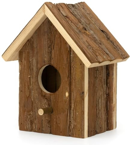 CKB LTD Caja nido de madera con agujero de entrada de 4,5 cm, para pájaros, rústico, natural, resistente a la intemperie, jardín, al aire libre, árbol o balcón