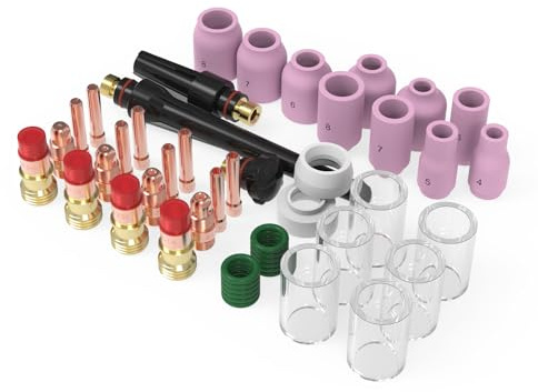 YESWELDER 49Pcs TIG Welding Torch Stubby Gas Lens #10 Glass Cup Kit For WP-17/18/26